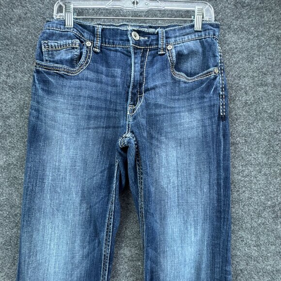 Buckle BKE Jake Jeans Mens 31L X 32 Blue Western‎ Cowboy Rodeo Straight Whiskers - Picture 2 of 16